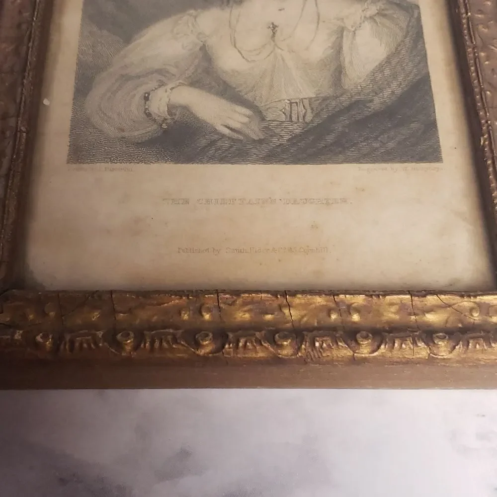 Vintage Victorian Engraved Photo The Chieftain's Daughter